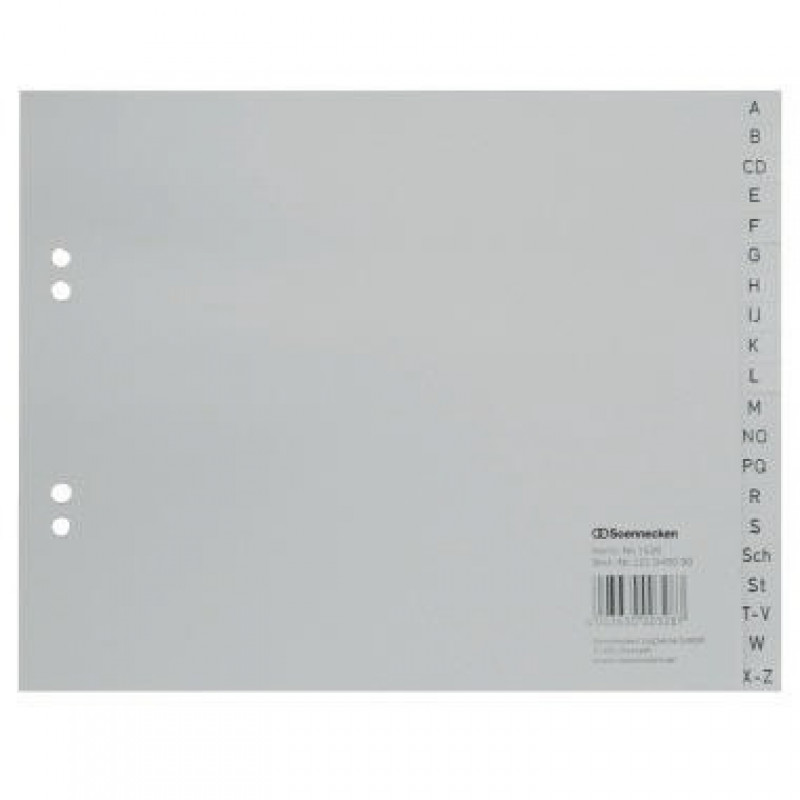 Soennecken Register 1520 DIN A4 A-Z halbe Höhe PP grau Soennecken Register 1520 DIN A4 A-Z halbe Höhe PP grau