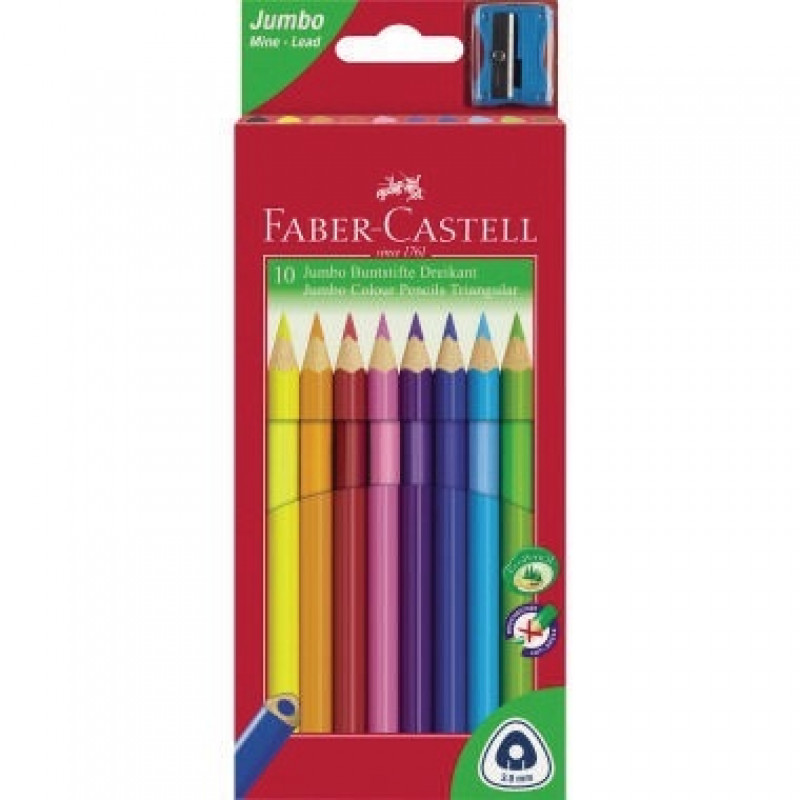 Faber-Castell Farbstift triangular Jumbo farbig sortiert 10 St./Pack. Faber-Castell Farbstift triangular Jumbo farbig sortiert 10 St./Pack.