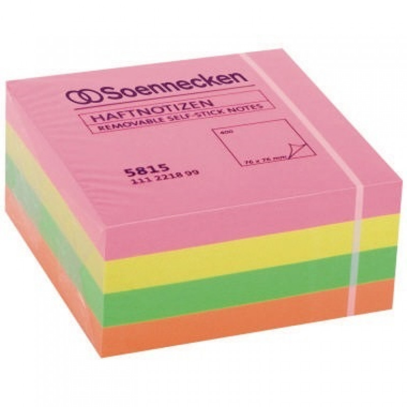Soennecken Haftnotizwürfel 5815 76x76mm 400Blatt neonfarben