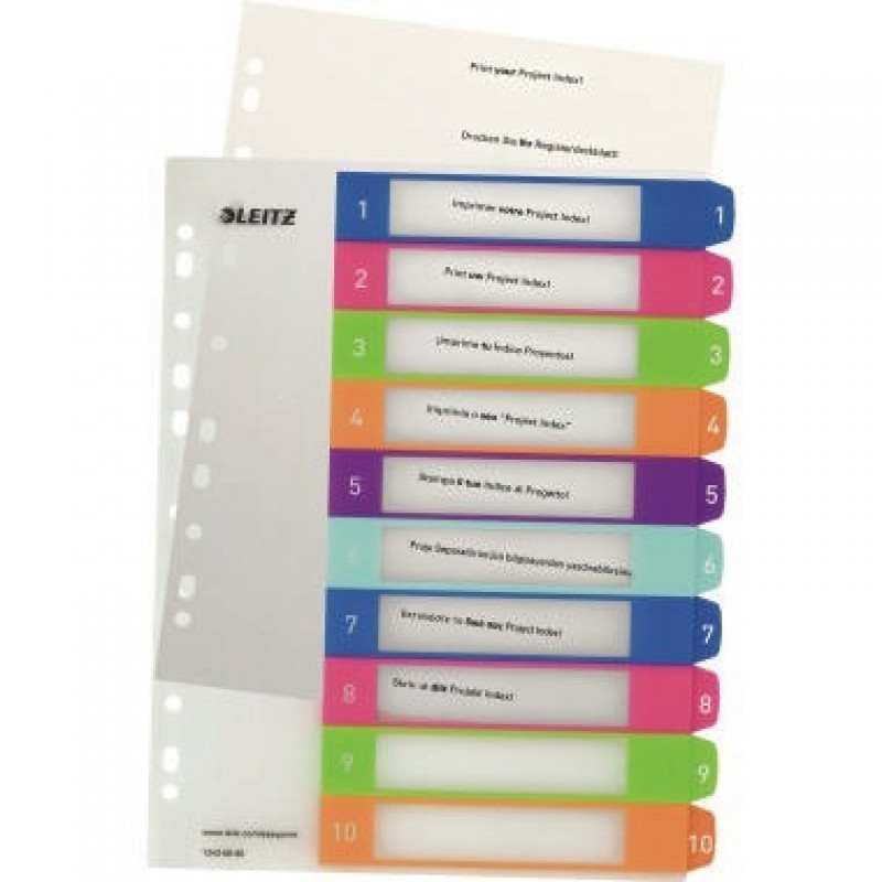 Leitz Register WOW 12430000 DIN A4 1-10 volle PP Höhe farbig Leitz Register WOW 12430000 DIN A4 1-10 volle PP Höhe farbig