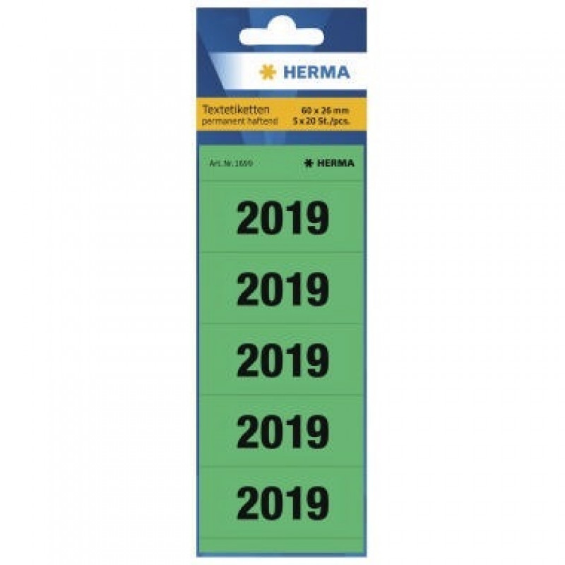 HERMA Ordneretikett 2019 60x26mm gr 100 St./Pack. HERMA Ordneretikett 2019 60x26mm gr 100 St./Pack.
