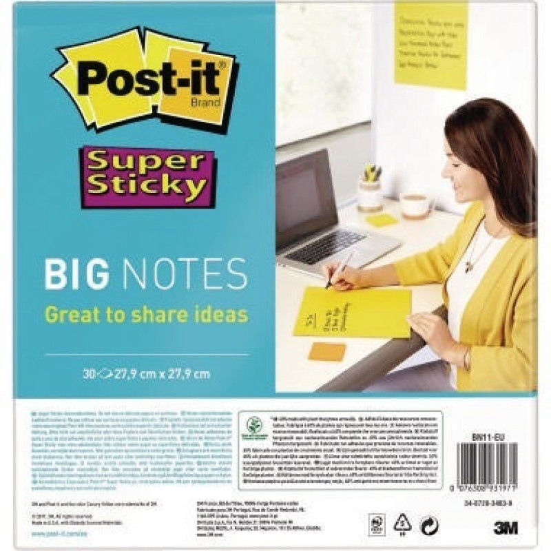 Post-it Haftnotiz Super Sticky BN11-EU 30Bl 279mmx279mm u.ge Post-it Haftnotiz Super Sticky BN11-EU 30Bl 279mmx279mm u.ge