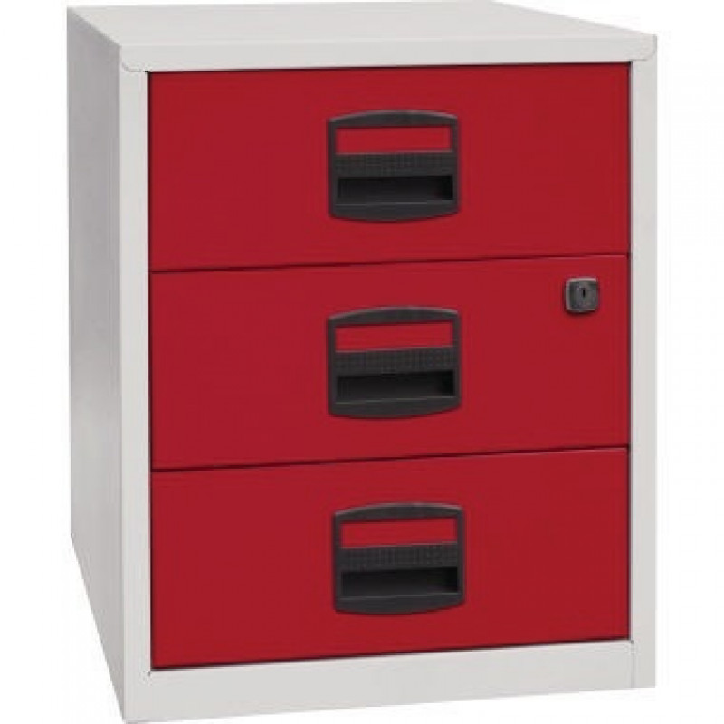 Schubladenschrank PFAM3S506 3Schubfächer grau/rot Schubladenschrank PFAM3S506 3Schubfächer grau/rot