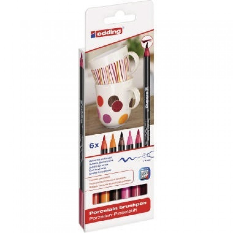 edding Pinselstift 4200 4-4200-6999 Porzellan warm colours 6 St./Pack edding Pinselstift 4200 4-4200-6999 Porzellan warm colours 6 St./Pack