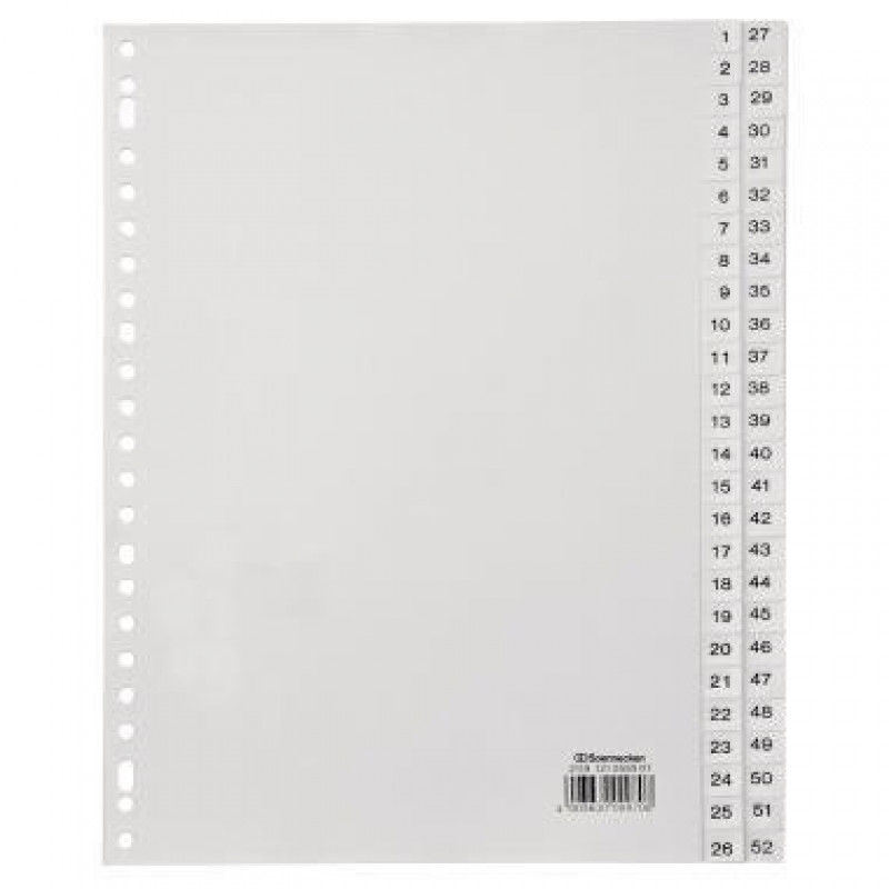 Soennecken Register 2119 DIN A4 1-52 volle Höhe PP weiß Soennecken Register 2119 DIN A4 1-52 volle Höhe PP weiß