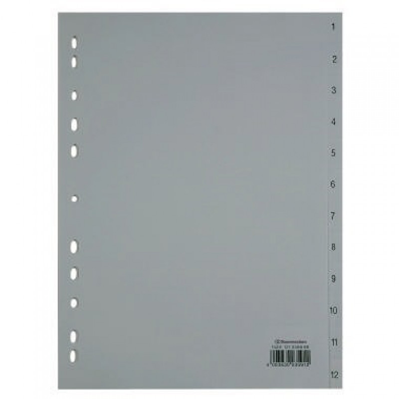 Soennecken Register 1529 DIN A4 1-12 volle Höhe PP grau Soennecken Register 1529 DIN A4 1-12 volle Höhe PP grau