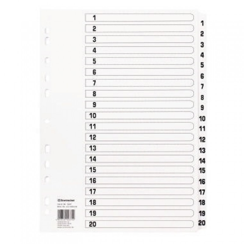 Soennecken Register Mylar 1607 1-20 weiß Soennecken Register Mylar 1607 1-20 weiß