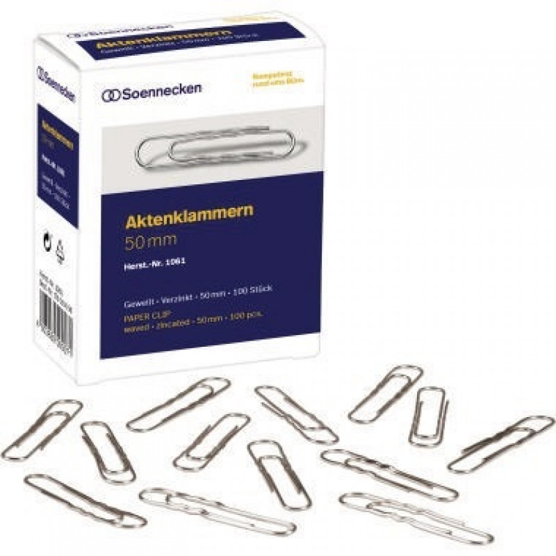 Soennecken Aktenklammer 1061 50mm gewellt verzinkt 100 St./Pack. Soennecken Aktenklammer 1061 50mm gewellt verzinkt 100 St./Pack.