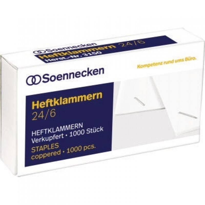 Soennecken Heftklammern 3150 24/6 verkupfert 1.000 St./Pack. Soennecken Heftklammern 3150 24/6 verkupfert 1.000 St./Pack.