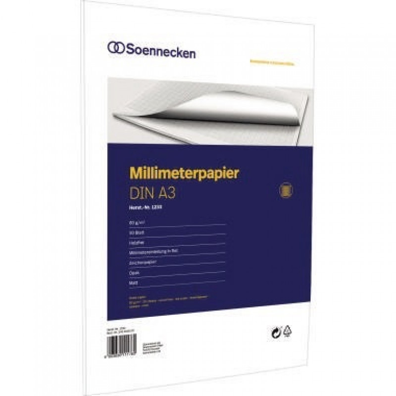 Soennecken Millimeterblock 1233 DIN A3 Bücherpapier 50Blatt rot Soennecken Millimeterblock 1233 DIN A3 Bücherpapier 50Blatt rot