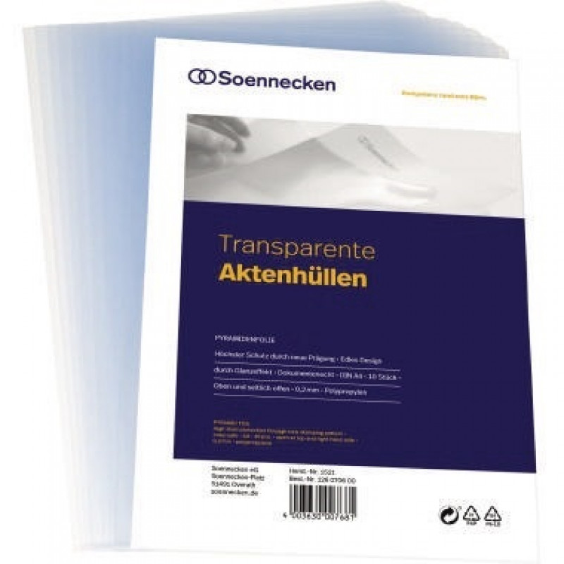 Soennecken Sichthülle 1521 DIN A4 Pyramidefolie tr 10 St./Pack. Soennecken Sichthülle 1521 DIN A4 Pyramidefolie tr 10 St./Pack.