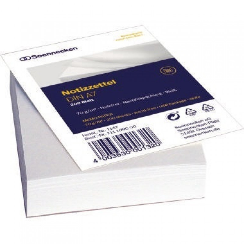 Soennecken Zettelboxeinlage 1146 DIN A6 blanko 200 Bl./Pack.