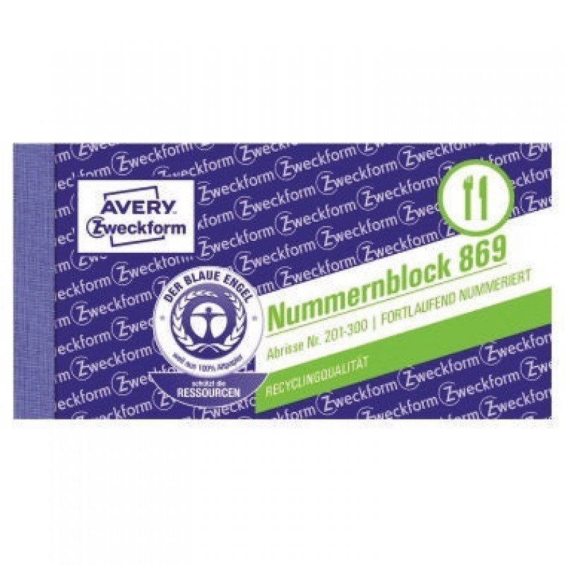 Avery Zweckform Nummernblock 869 105x53mm sortiert Avery Zweckform Nummernblock 869 105x53mm sortiert