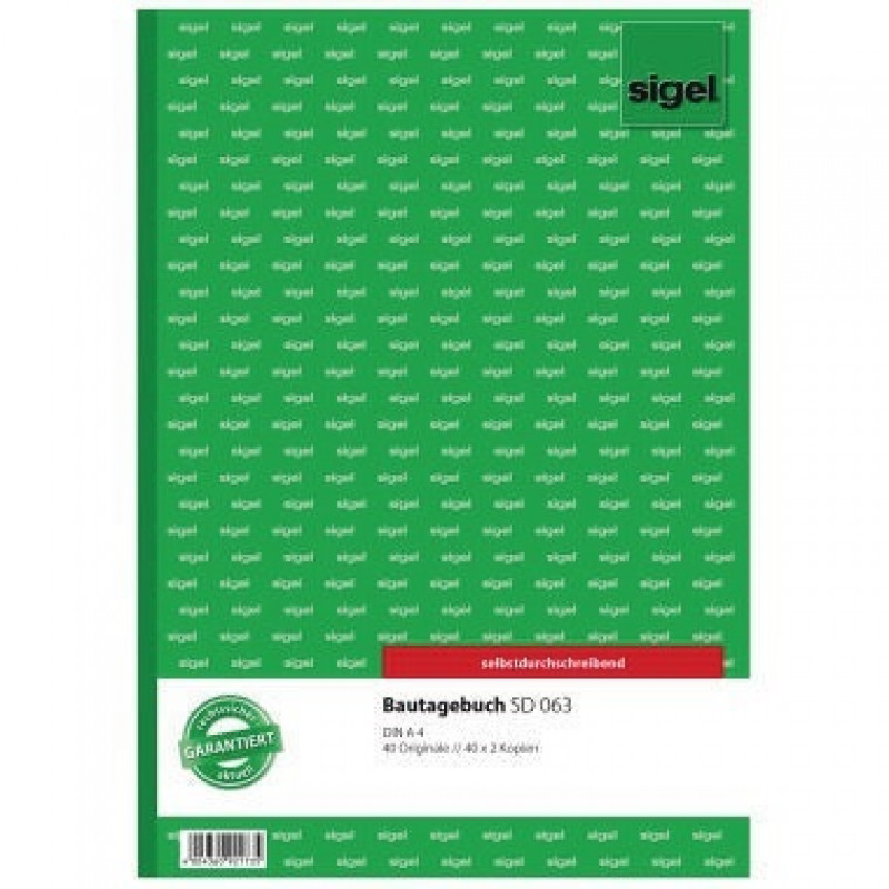 Sigel Bautagebuch SD63 DIN A4 selbstdurchschreibend 3x40Blatt Sigel Bautagebuch SD63 DIN A4 selbstdurchschreibend 3x40Blatt