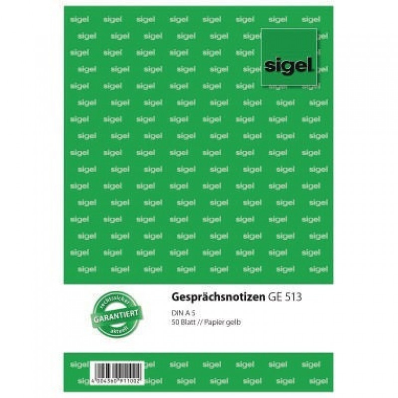 Sigel Gesprächsnotiz GE513 DIN A5 50Blatt gelb Sigel Gesprächsnotiz GE513 DIN A5 50Blatt gelb
