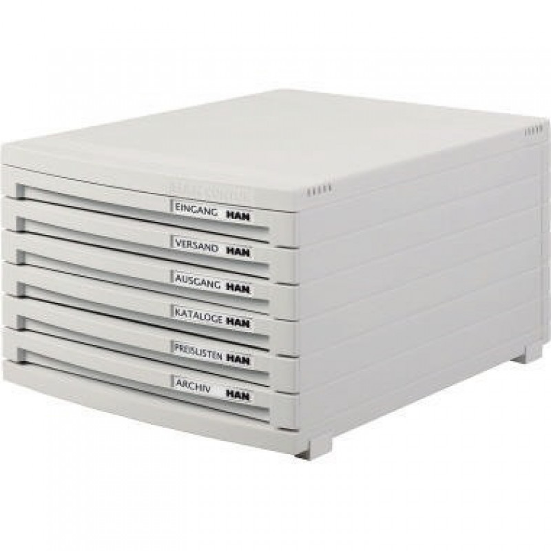 HAN Schubladenbox CONTUR 1506-11 DIN B4 6Schubfächer lichtgrau HAN Schubladenbox CONTUR 1506-11 DIN B4 6Schubfächer lichtgrau