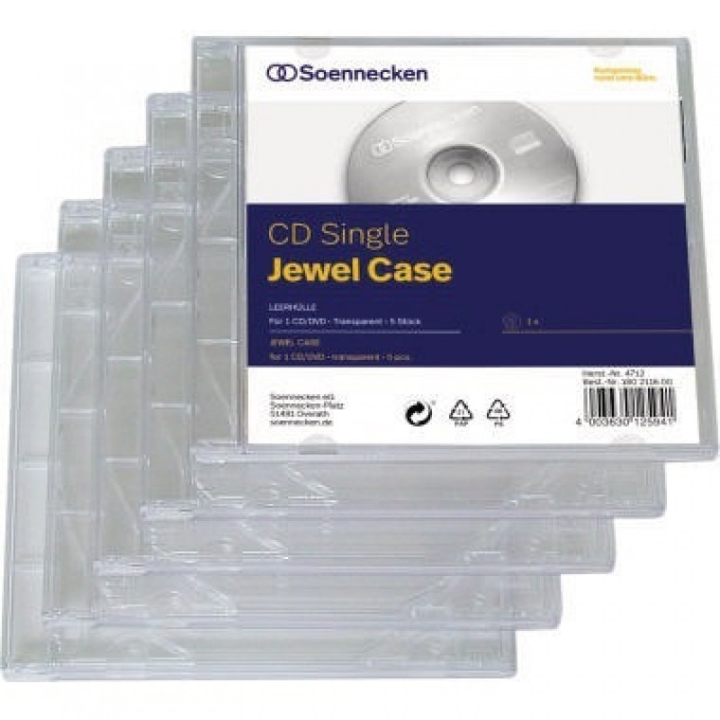 Soennecken CD/DVD Jewel Case 4712 Kunststoff transparent 5 St./Pack. Soennecken CD/DVD Jewel Case 4712 Kunststoff transparent 5 St./Pack.