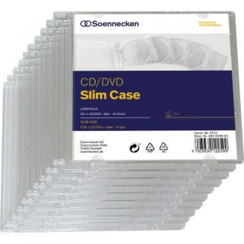 Soennecken CD/DVD Slim Case 4723 Kunststoff klar 10 St./Pack. Soennecken CD/DVD Slim Case 4723 Kunststoff klar 10 St./Pack.