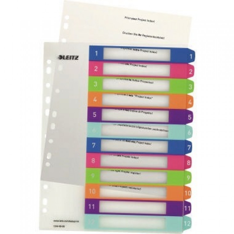 Leitz Register WOW 12440000 DIN A4 1-12 volle Höhe PP farbig Leitz Register WOW 12440000 DIN A4 1-12 volle Höhe PP farbig