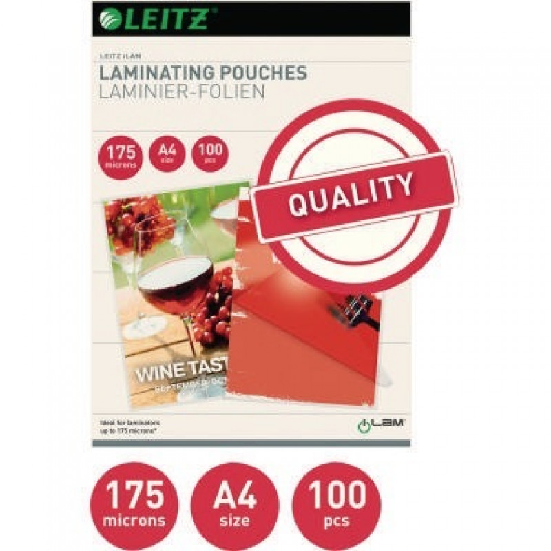 Leitz Laminierfolie 16933 DIN A4 175mic 100 St./Pack. Leitz Laminierfolie 16933 DIN A4 175mic 100 St./Pack.