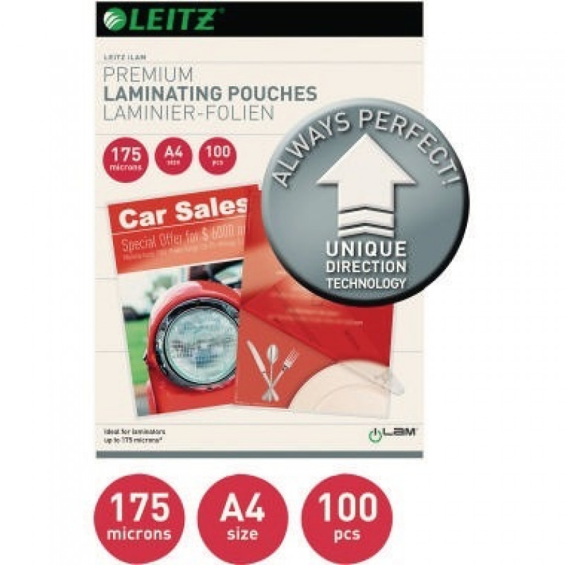 Leitz Laminierfolie A4 UDT 74830000 175mic glasklar 100 St./Pack. Leitz Laminierfolie A4 UDT 74830000 175mic glasklar 100 St./Pack.