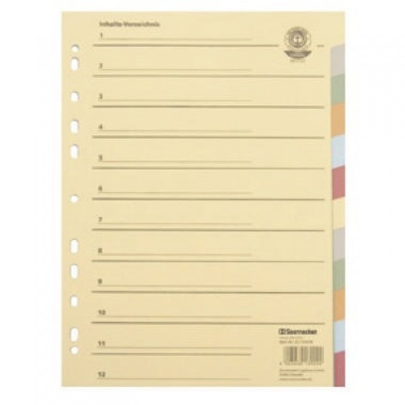 Soennecken Register 1523 DIN A4 blanko volle Höhe Recycling farbig Soennecken Register 1523 DIN A4 blanko volle Höhe Recycling farbig