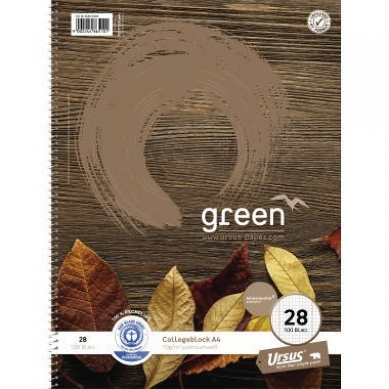 Ursus Collegeblock Green 608510028 DIN A4 70g kariert 100Blatt Ursus Collegeblock Green 608510028 DIN A4 70g kariert 100Blatt