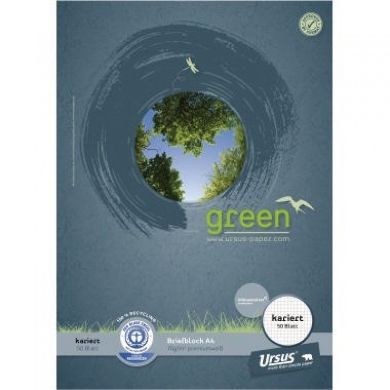 Ursus Briefblock Green 608585020 DIN A4 70g kariert weiß 50Blatt