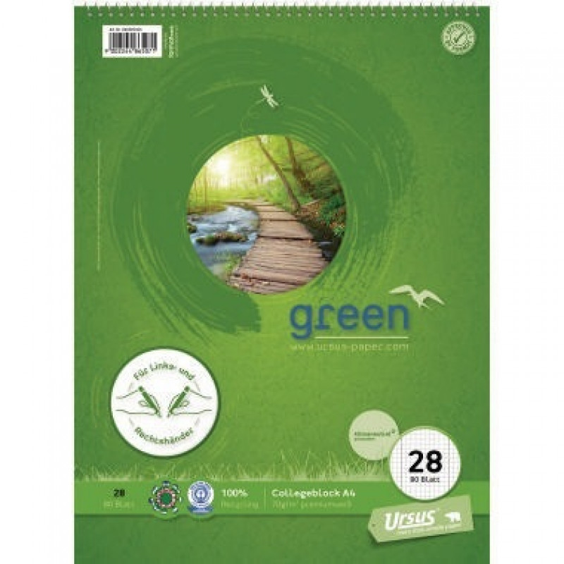 Ursus Spiralblock Green 608565028 DIN A4 70g kariert 80Blatt Ursus Spiralblock Green 608565028 DIN A4 70g kariert 80Blatt