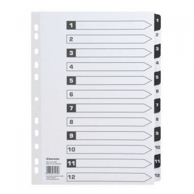Soennecken Register 1584 DIN A4 1-12 volle Höhe Karton schwarz/weiß Soennecken Register 1584 DIN A4 1-12 volle Höhe Karton schwarz/weiß