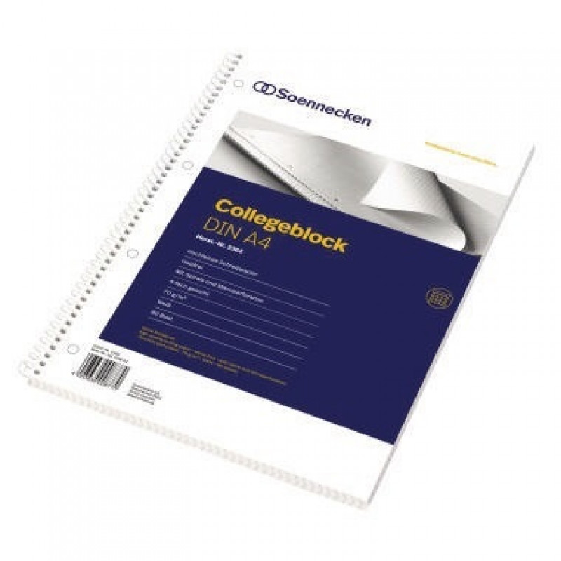 Soennecken Collegeblock 2362 DIN A4 gelocht kariert 80Blatt weiß Soennecken Collegeblock 2362 DIN A4 gelocht kariert 80Blatt weiß