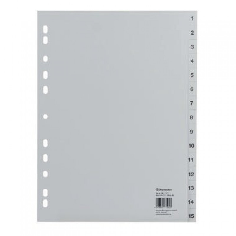 Soennecken Register 1577 DIN A4 1-15 volle Höhe PP grau Soennecken Register 1577 DIN A4 1-15 volle Höhe PP grau