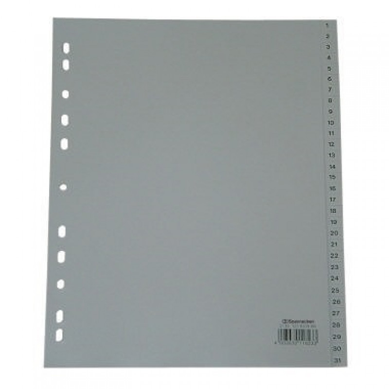 Soennecken Register 2135 DIN A4 1-31 volle Höhe Überbreite PP grau Soennecken Register 2135 DIN A4 1-31 volle Höhe Überbreite PP grau