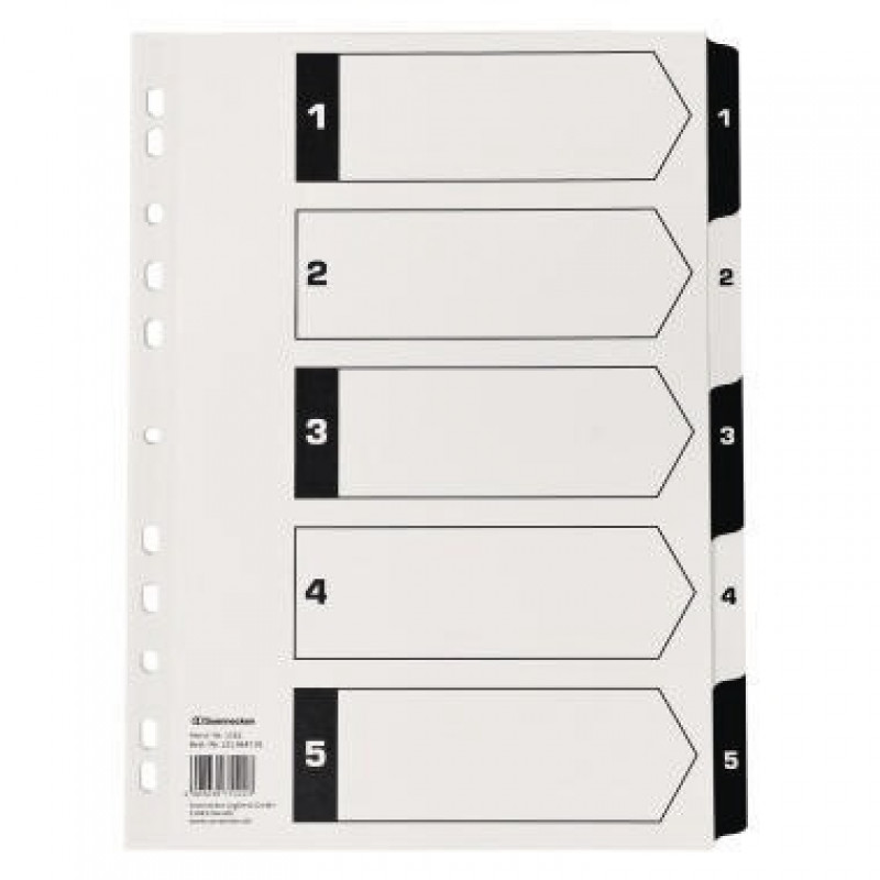 Soennecken Register 1582 DIN A4 1-5 volle Höhe Karton schwarz/weiß Soennecken Register 1582 DIN A4 1-5 volle Höhe Karton schwarz/weiß