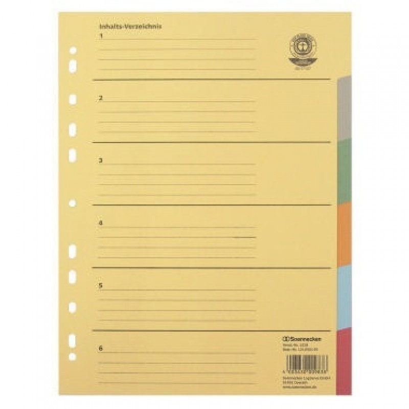 Soennecken Register 1528 DIN A4 blanko volle Höhe Recycling farbig Soennecken Register 1528 DIN A4 blanko volle Höhe Recycling farbig