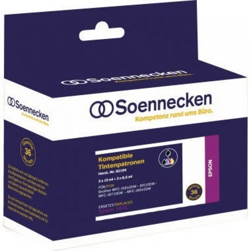 Soennecken Tintenpatrone 82194 wie Epson C13T163640 5 St./Pack. Soennecken Tintenpatrone 82194 wie Epson C13T163640 5 St./Pack.