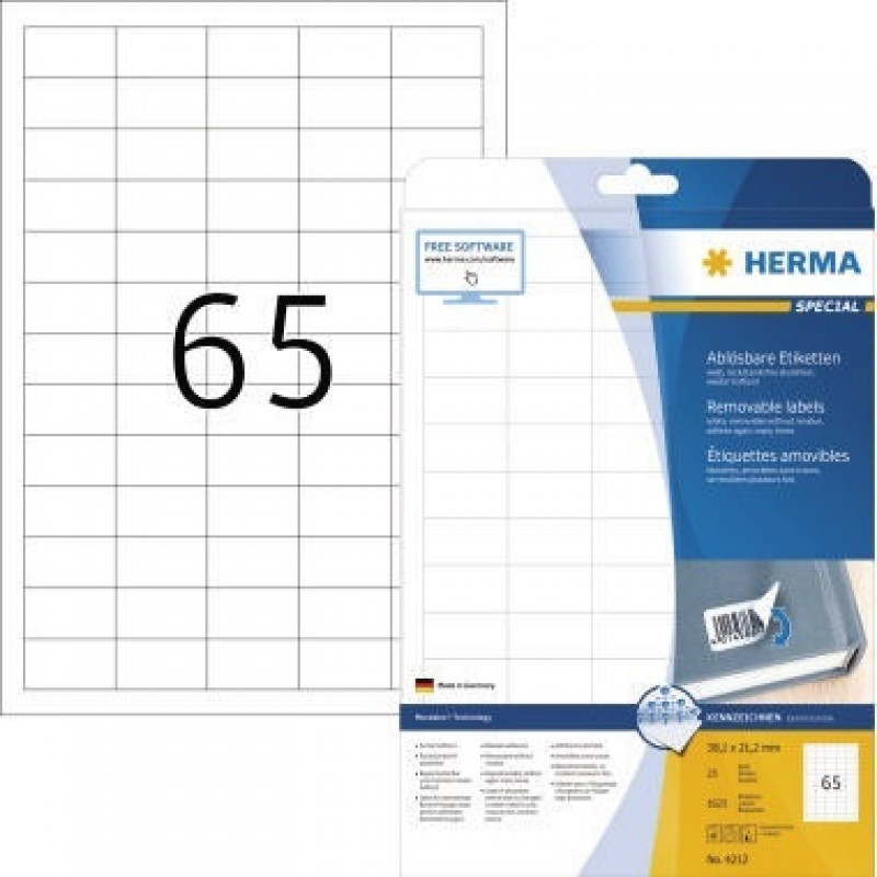 HERMA Etikett Movables 4212 38,1x21,2mm weiß 1.625 St./Pack. HERMA Etikett Movables 4212 38,1x21,2mm weiß 1.625 St./Pack.