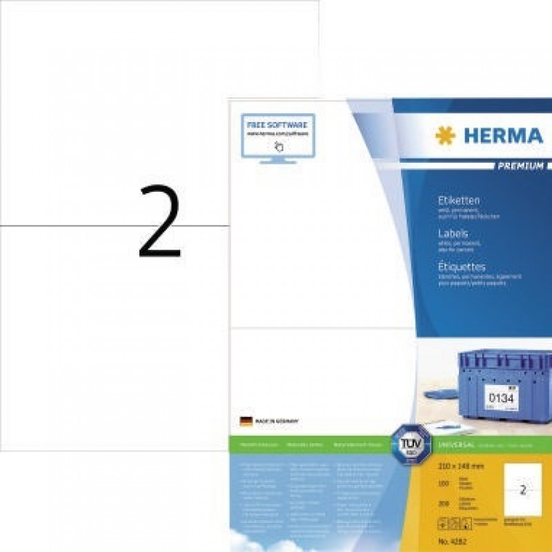 HERMA Etikett PREMIUM 4282 210x148,5mm weiß 200 St./Pack. HERMA Etikett PREMIUM 4282 210x148,5mm weiß 200 St./Pack.