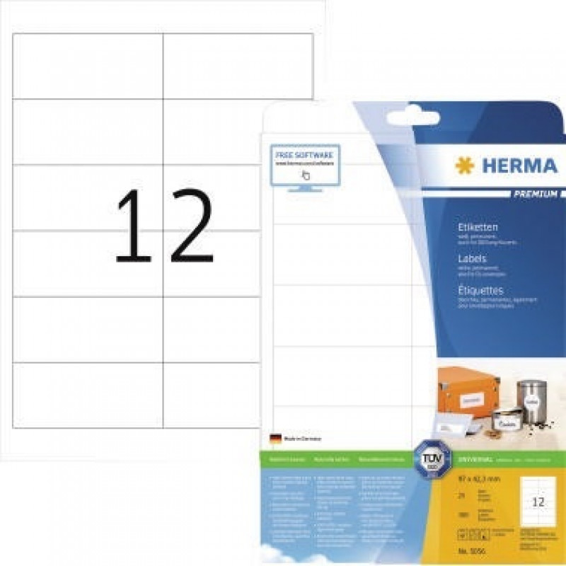 HERMA Etikett PREMIUM 5056 97x42,3mm weiß 300 St./Pack. HERMA Etikett PREMIUM 5056 97x42,3mm weiß 300 St./Pack.