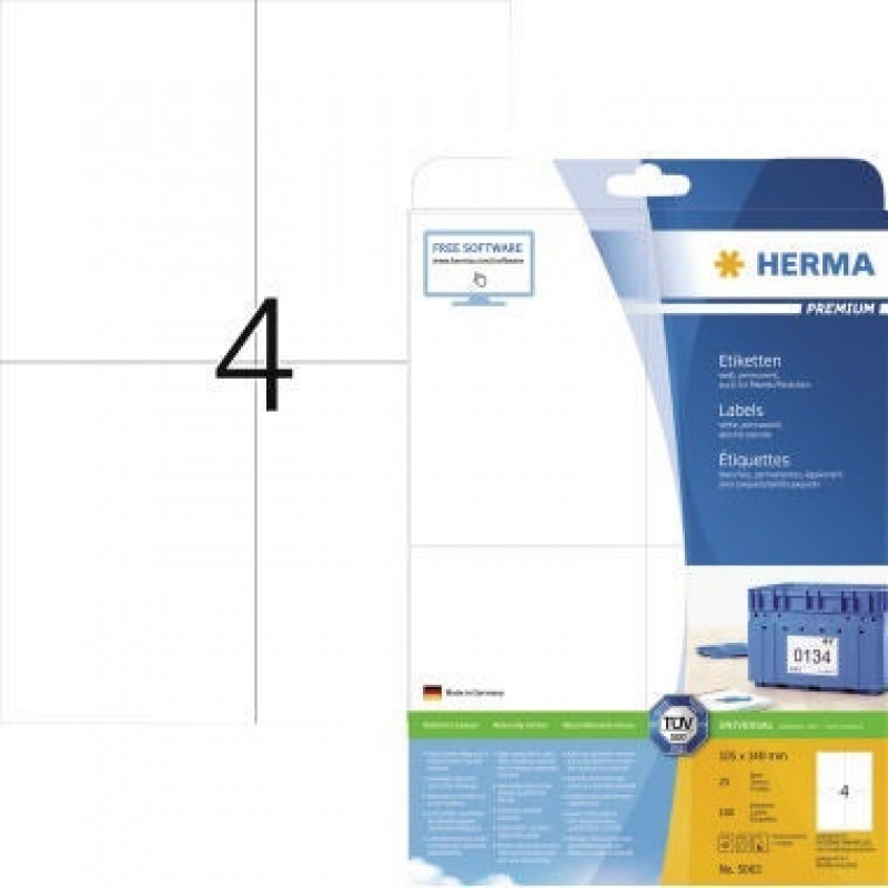 HERMA Etikett PREMIUM 5063 105x148mm weiß 100 St./Pack. HERMA Etikett PREMIUM 5063 105x148mm weiß 100 St./Pack.
