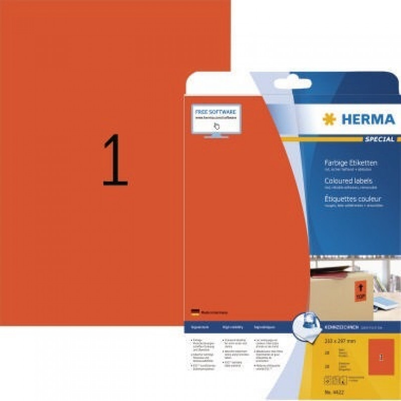 HERMA Etikett SPECIAL 4422 210x297mm rot 20 St./Pack.