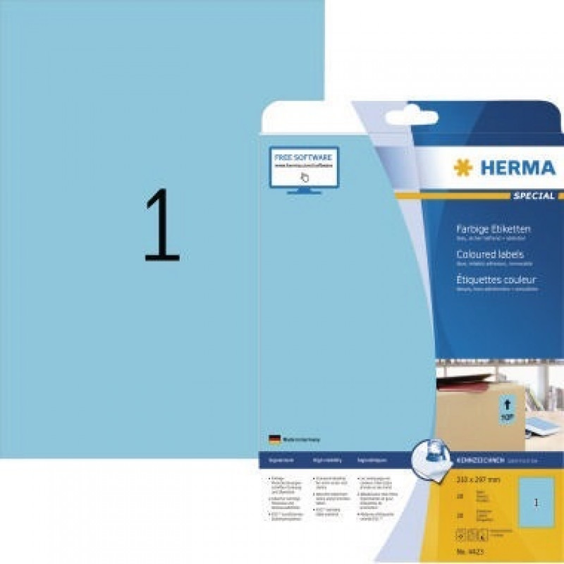 HERMA Etikett SPECIAL 4423 210x297mm blau 20 St./Pack. HERMA Etikett SPECIAL 4423 210x297mm blau 20 St./Pack.