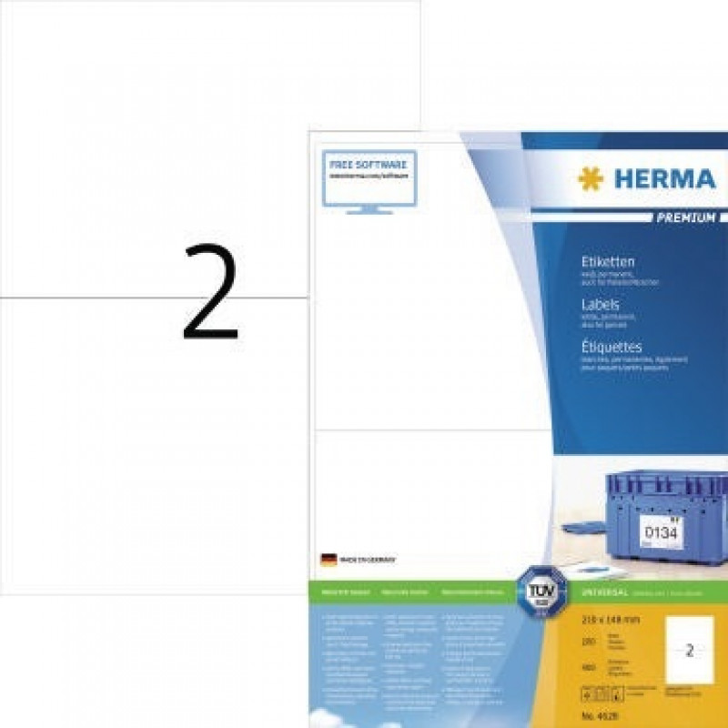 HERMA Etikett PREMIUM 4628 210x148mm weiß 400 St./Pack. HERMA Etikett PREMIUM 4628 210x148mm weiß 400 St./Pack.