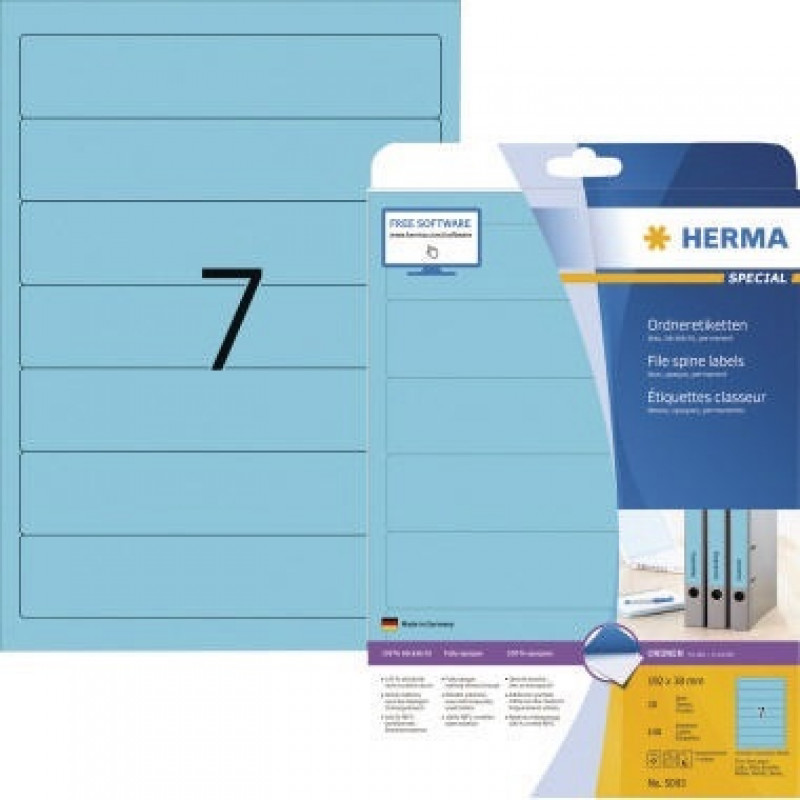HERMA Ordneretikett 5093 kurz/schmal sk blau 140 St./Pack. HERMA Ordneretikett 5093 kurz/schmal sk blau 140 St./Pack.