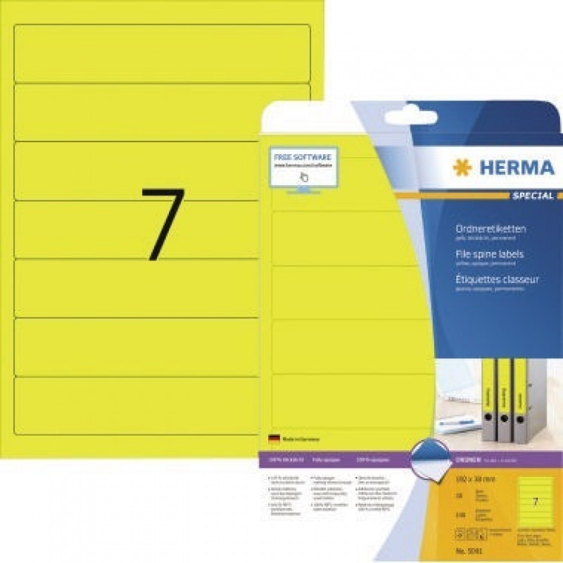 HERMA Ordneretikett 5091 kurz/schmal sk gelb 140 St./Pack. HERMA Ordneretikett 5091 kurz/schmal sk gelb 140 St./Pack.