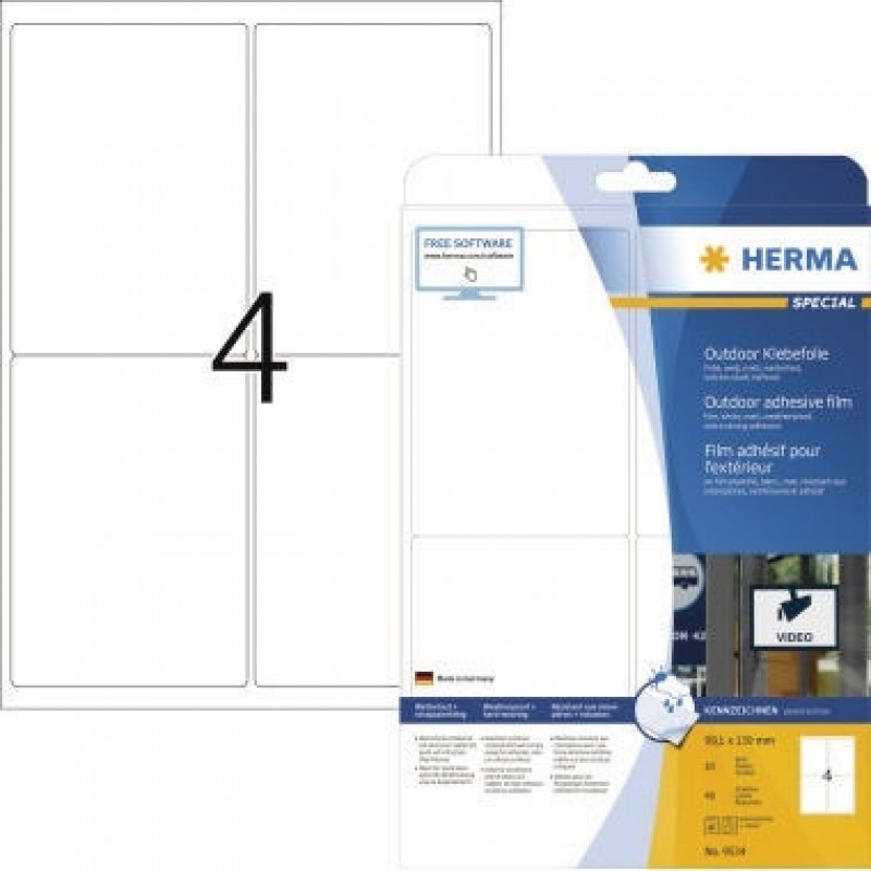 HERMA Outdoor Etikett Special 9534 99,1x139mm weiß 40 St./Pack. HERMA Outdoor Etikett Special 9534 99,1x139mm weiß 40 St./Pack.