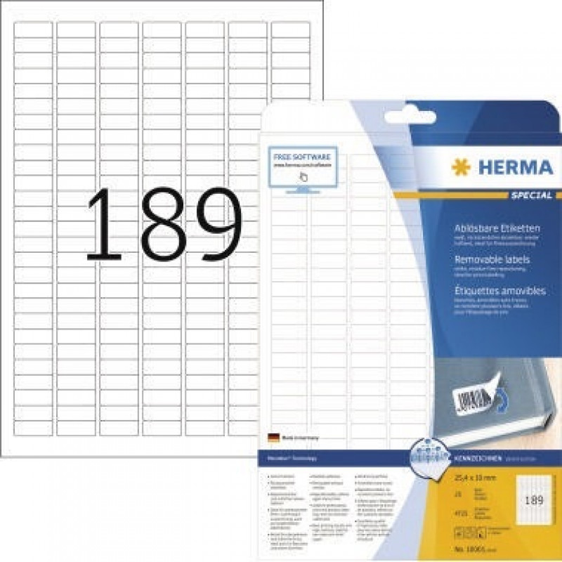 HERMA Haftetikett 10001 25,4x10mm weiß 4.725 St./Pack. HERMA Haftetikett 10001 25,4x10mm weiß 4.725 St./Pack.