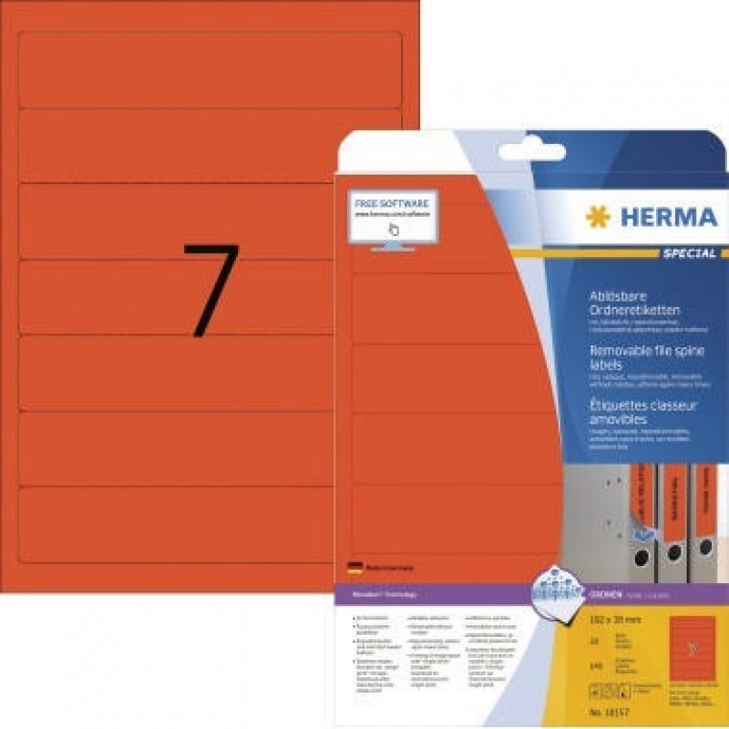 HERMA Ordneretikett Special 10157 192x38mm sk rot 140 St./Pack. HERMA Ordneretikett Special 10157 192x38mm sk rot 140 St./Pack.