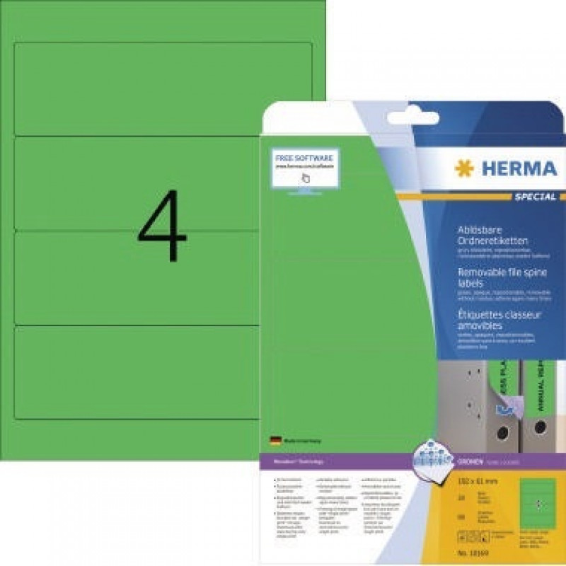 HERMA Ordneretikett Movables 10169 192x61mm sk grün 80 St./Pack. HERMA Ordneretikett Movables 10169 192x61mm sk grün 80 St./Pack.