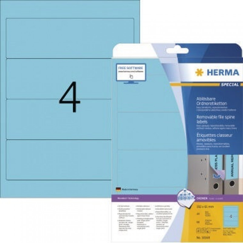HERMA Ordneretikett Movables 10168 192x61mm sk blau 80 St./Pack. HERMA Ordneretikett Movables 10168 192x61mm sk blau 80 St./Pack.